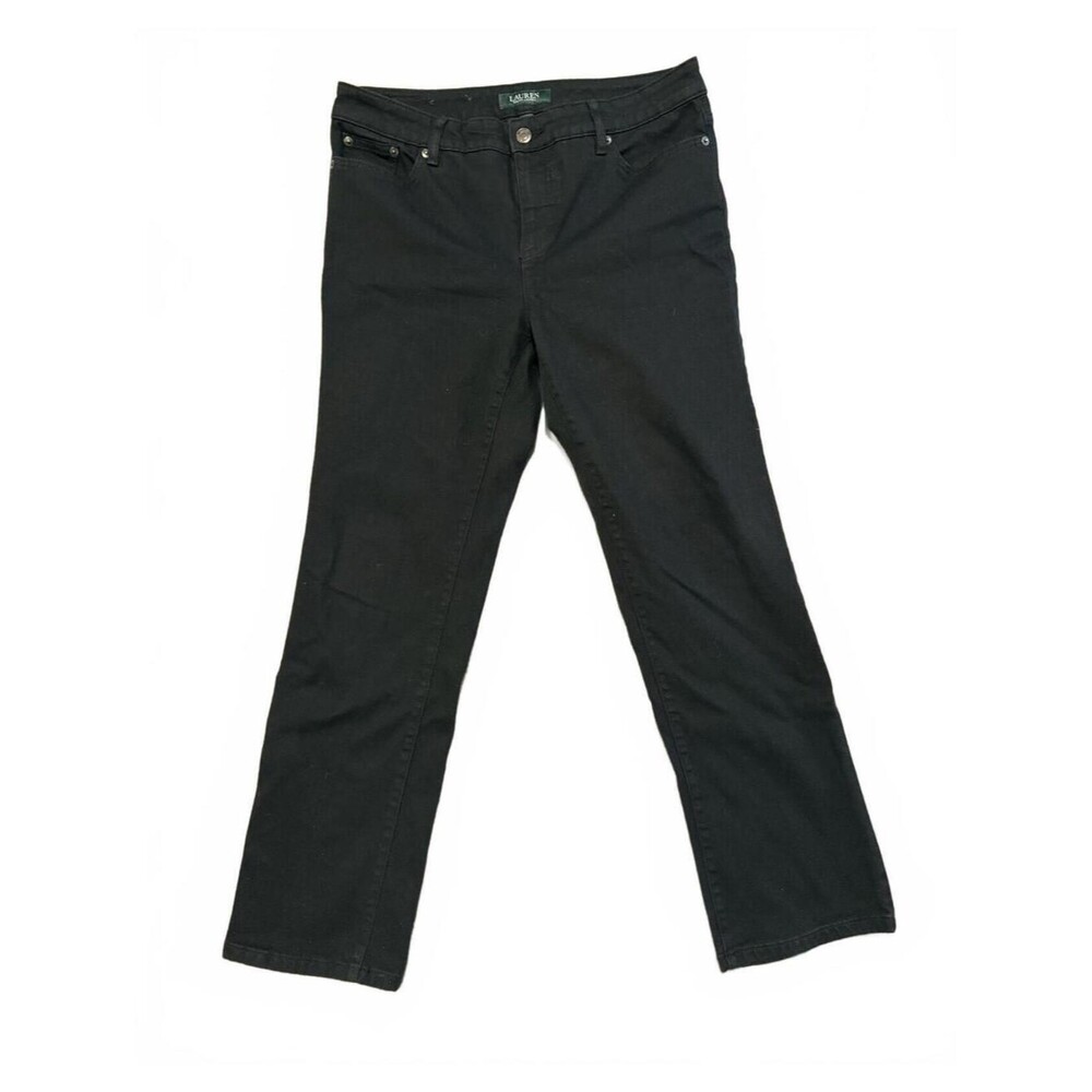 Lauren Ralph Lauren Womens Black Petite Pants Size 10P Straight Leg Career